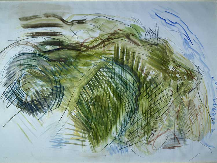 gemengde techniek, gouache en krijt op papier